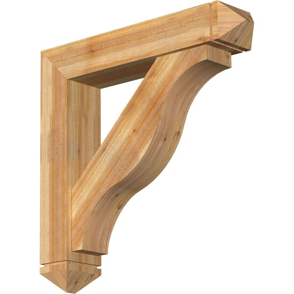 Ekena Millwork Funston Arts and Crafts Rough Sawn Bracket w/ Offset Brace, Western Red Cedar, 8"W x 40"D x 40"H BKT0806X40X40FST03RWR - main